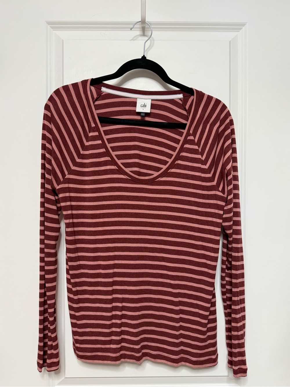 CAbi Mauve and Dusty Rose Striped Long Sleeve Tee